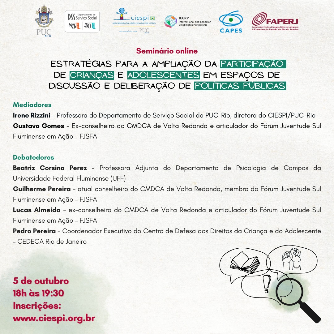 Estratégias para a ampliação da participação de crianças e adolescentes em espaços de discussão e deliberação de políticas públicas